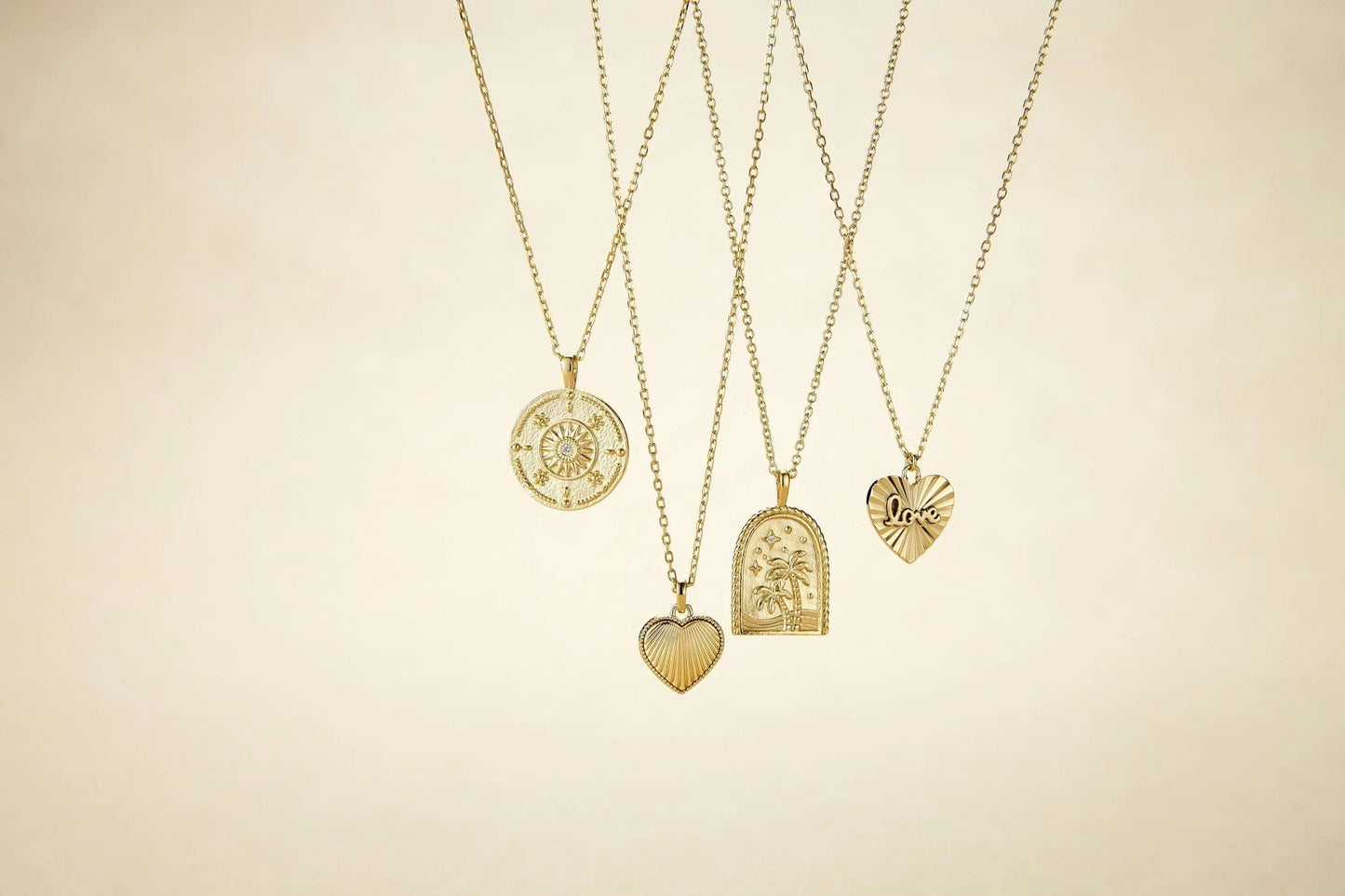 Round Sun Pendant With CZ Center Stone Necklace