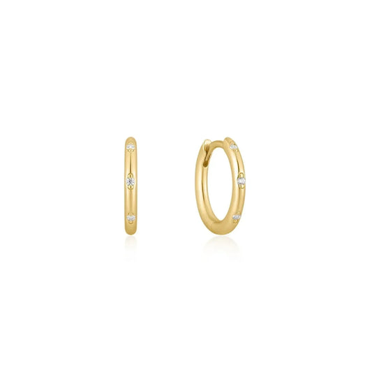 Thin CZ Studded Huggie Hoops