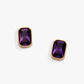 February Emerald-Cut Birthstone Stud Earrings