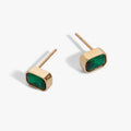 May Emerald-Cut Birthstone Stud Earrings