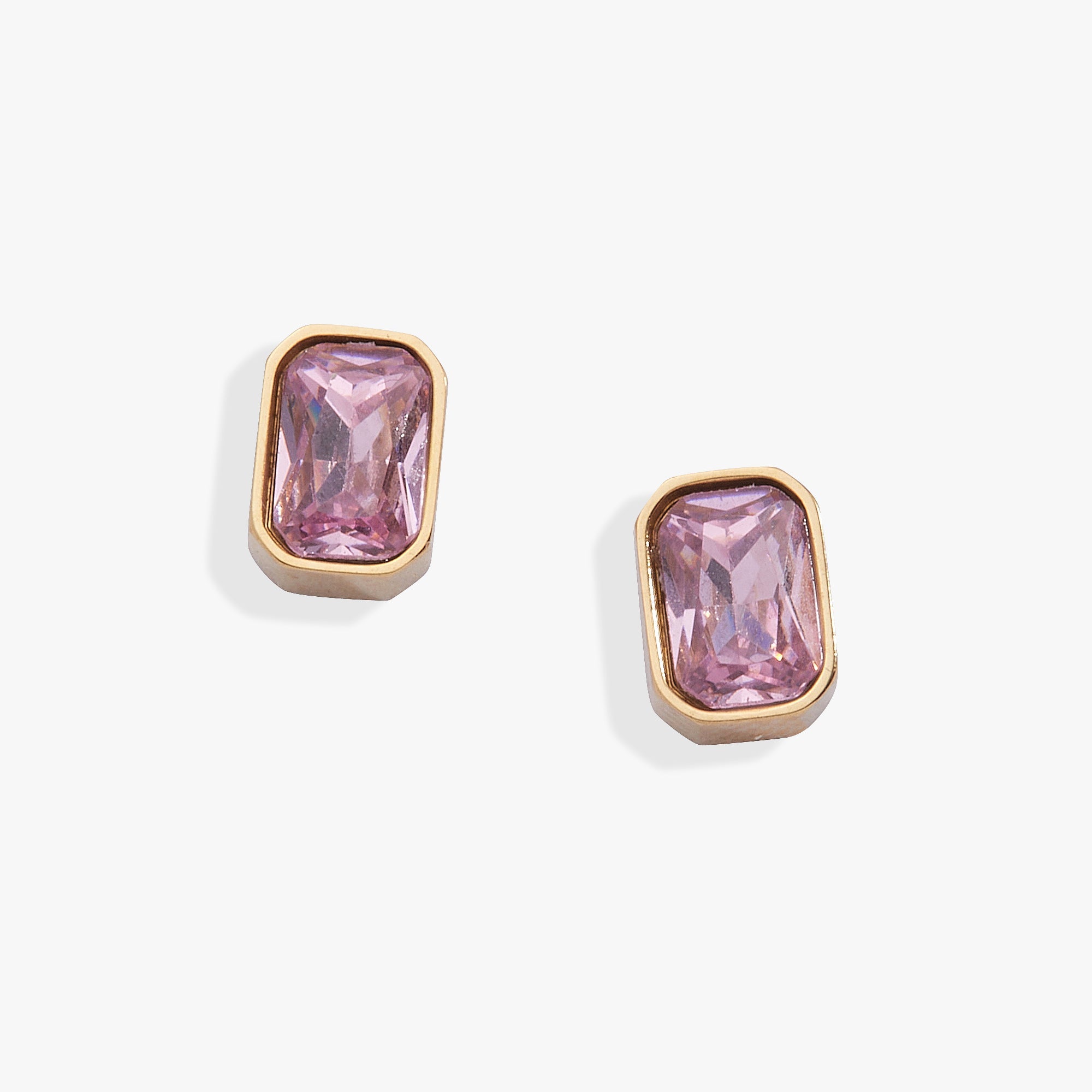 October Emerald-Cut Birthstone Stud Earrings