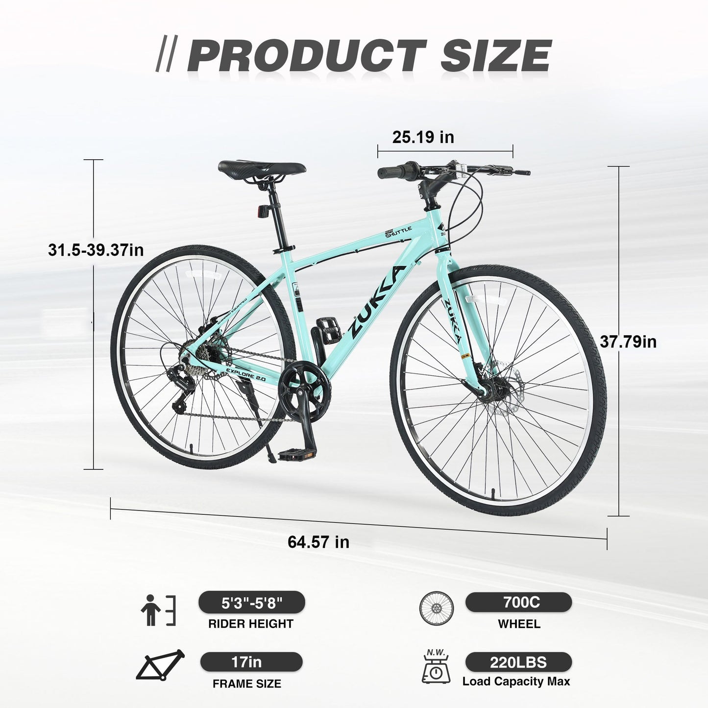 Shimano 7 Speed Hybrid Bike Aluminum Alloy Frame Double Disc Brakes 700C Road Bike For men women's City Bicycle