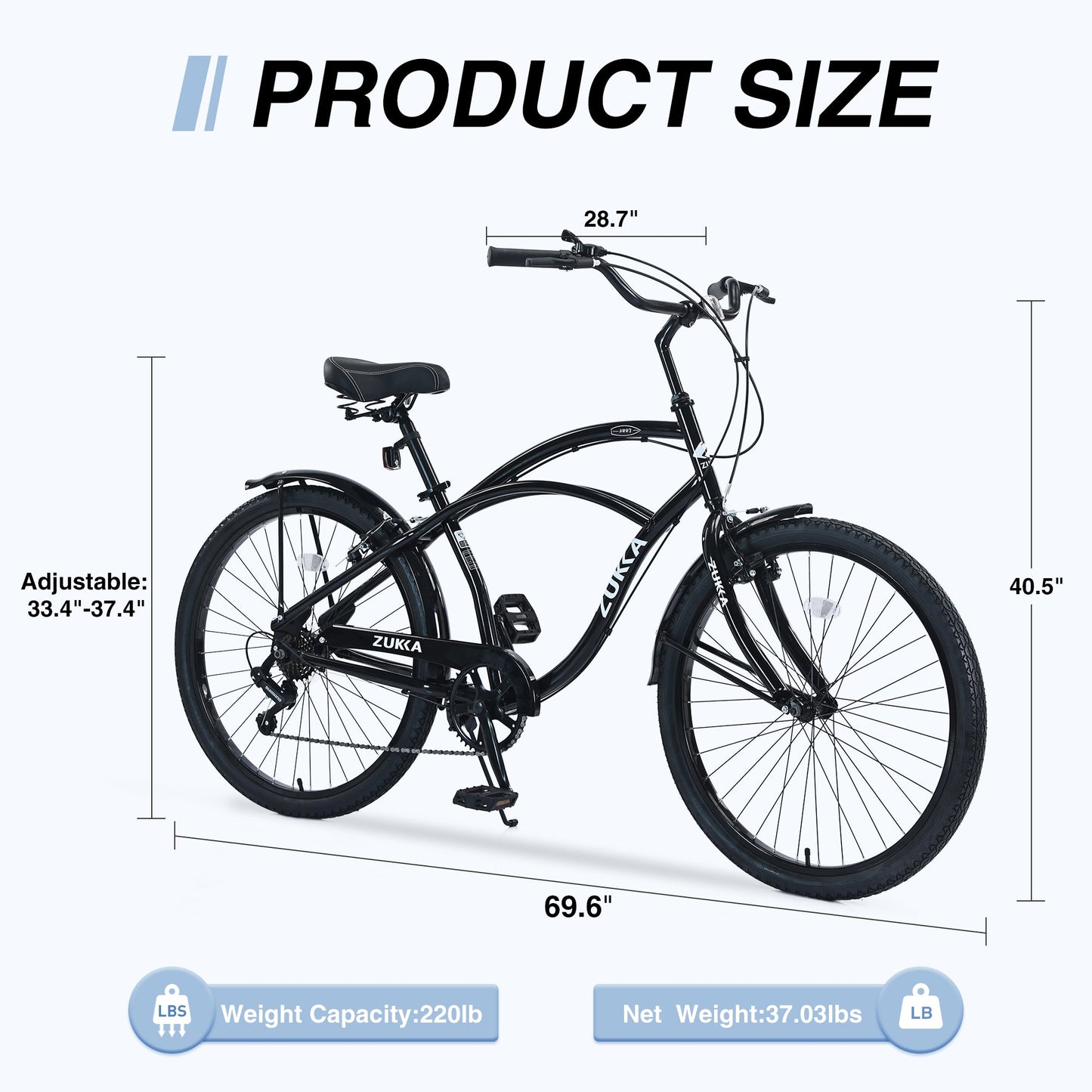 7 Speed Bicycles 26'Inch Multiple Colors Men's Beach Cruiser Bike