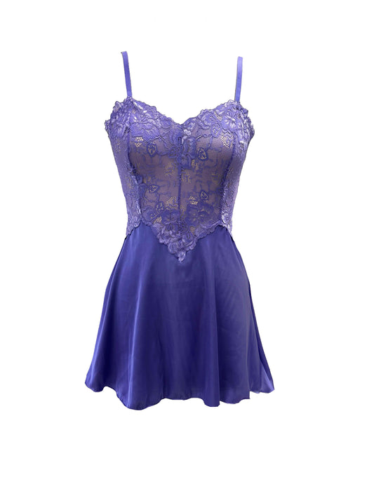 Hydrangea Satin and Lace Short Nightie