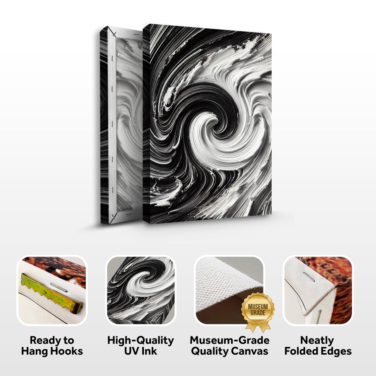 Modern Black and White Waves Wall Art