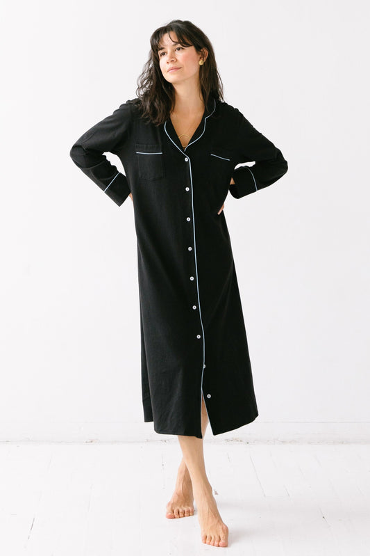 SALUA Luxury Sleep Shirt in Brushed Pima Cotton - Long