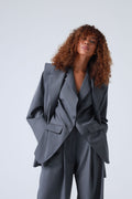 Broadway Sophia Double-Breasted Virgin Wool Blazer in Grey