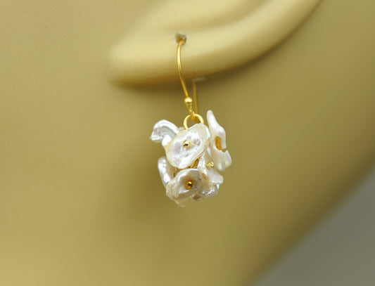 Short Keshi Pearl Cluster Earrings