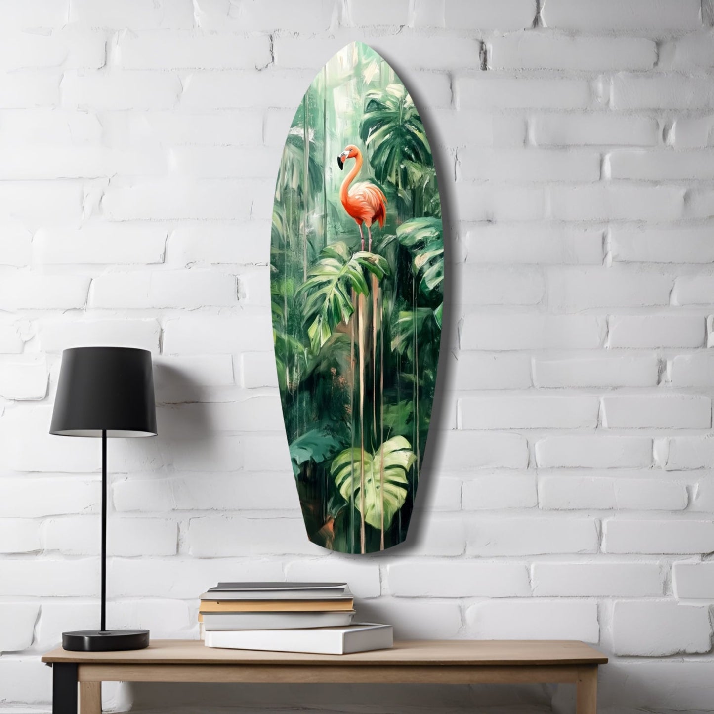 Tropical Flamingo Haven Glass Wall Art