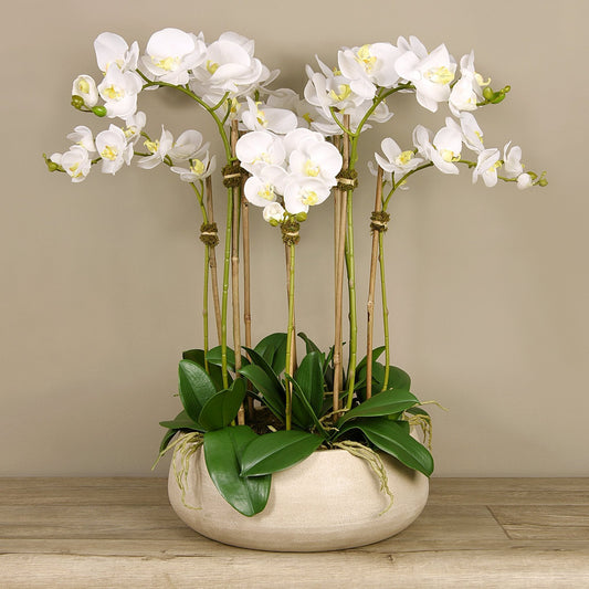 Artificial Orchid Centerpiece Arrangement in Beige Planter - 28"