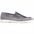 11-603-GRY BENE Sueded Italian Goatskin & Crocodile Loafer Grey