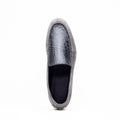 11-603-GRY BENE Sueded Italian Goatskin & Crocodile Loafer Grey