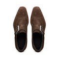 56-110-DBR Hebilla Monk Strap Italian Suede Calfskin Dark Brown