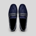 31-160-NVY MONZA Sueded Calfskin with Crocodile Driver, Navy