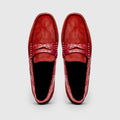 31-160-RED MONZA Sueded Calfskin with Crocodile Driver, Red