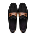 36-300-BLK MONZA Sueded Italian Calfskin Driver Black / Chestnut
