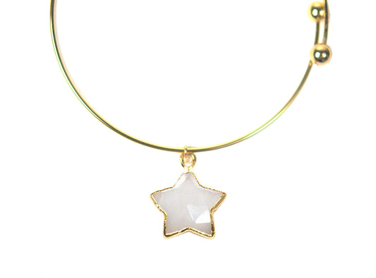 Moonstone Star Adjustable Bangle Bracelet