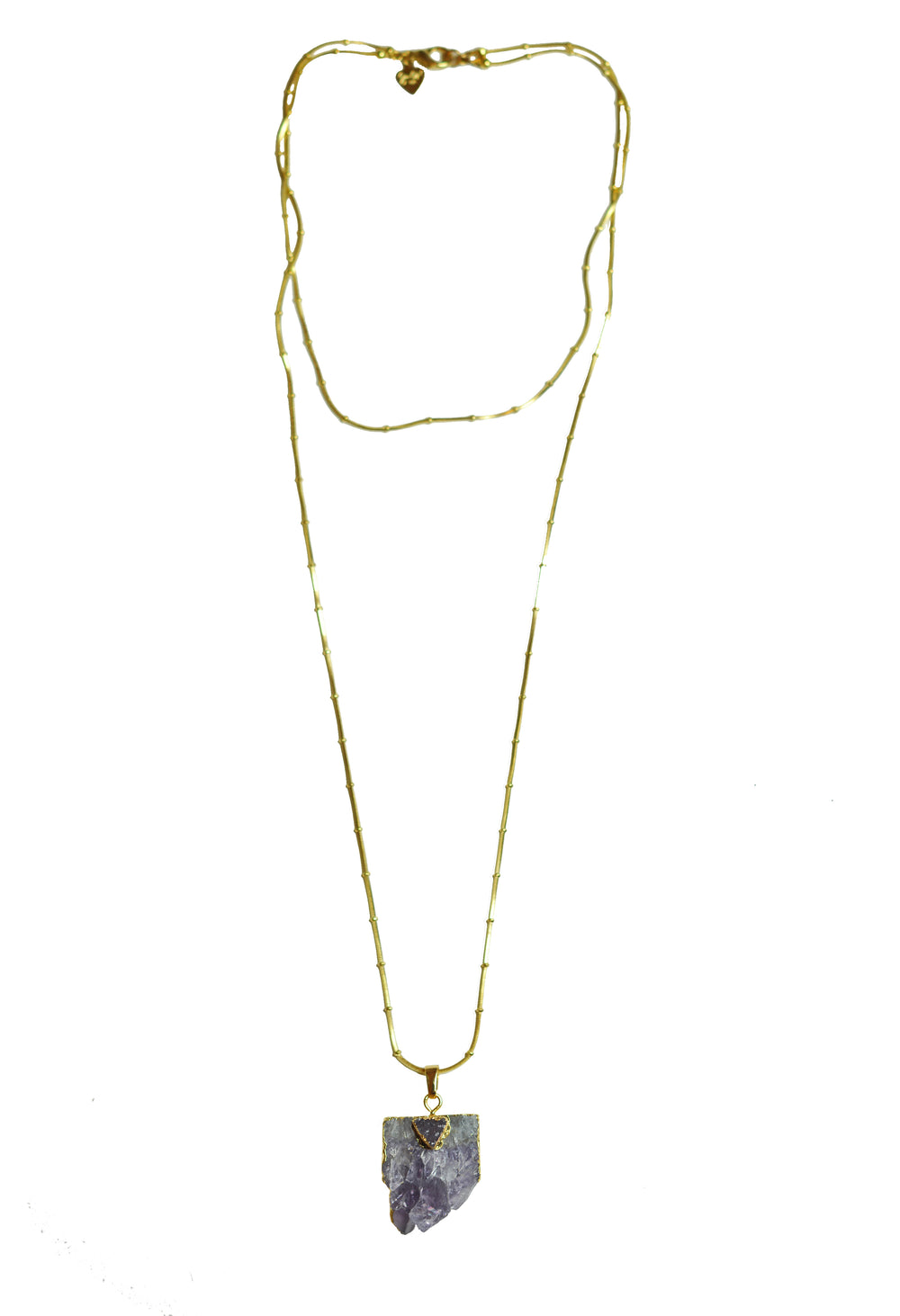 Double Chain Amethyst Pendant Necklace