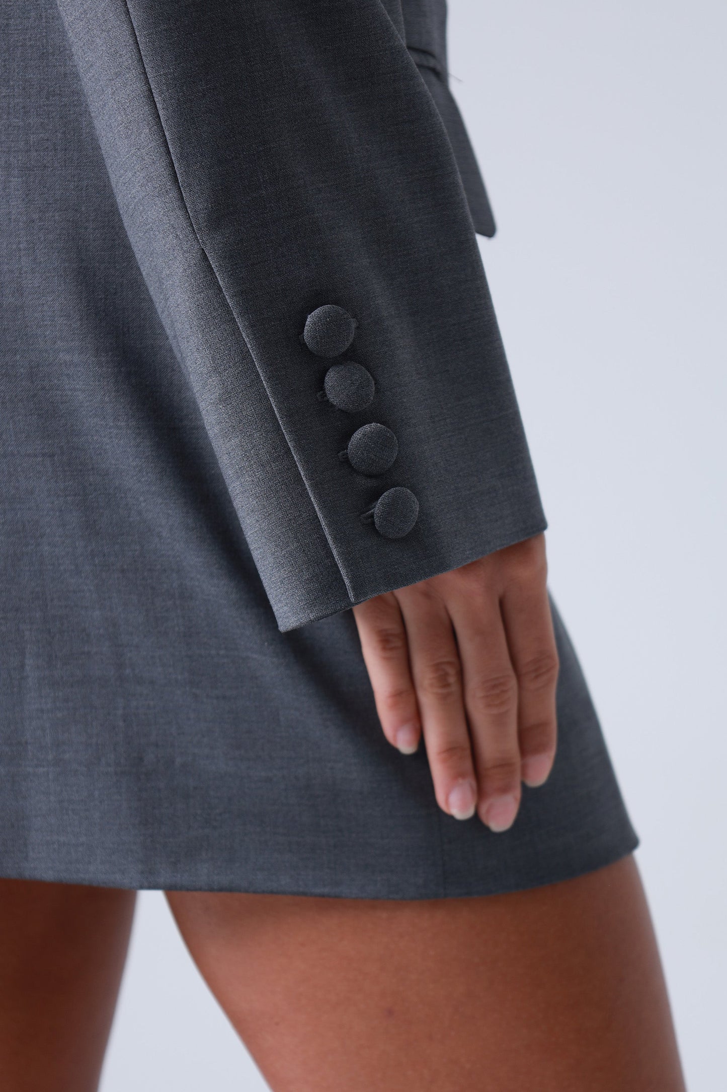 Broadway Sophia Double-Breasted Virgin Wool Blazer in Grey