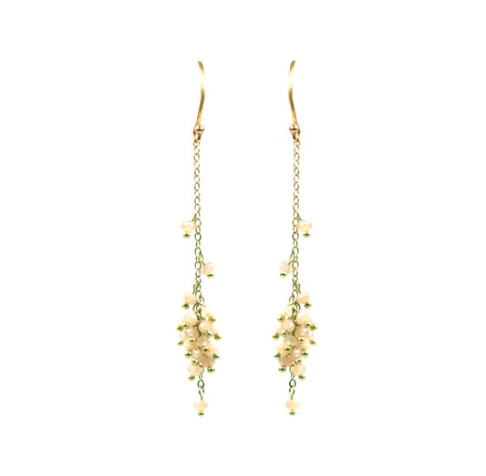 Cascading Peach Moonstone Cluster Earrings