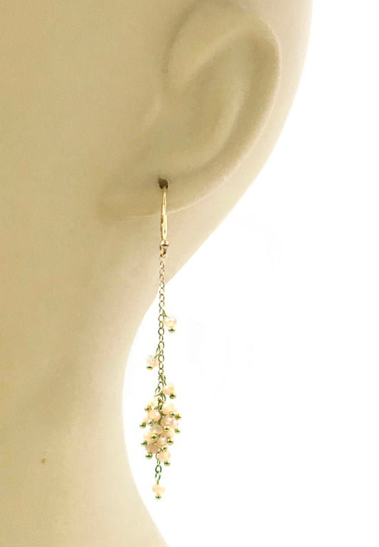 Cascading Peach Moonstone Cluster Earrings