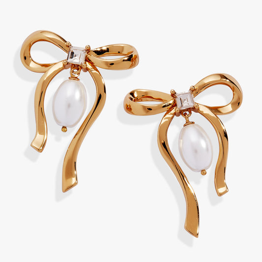 Bow Pearl Coquette Statement Drop Earring