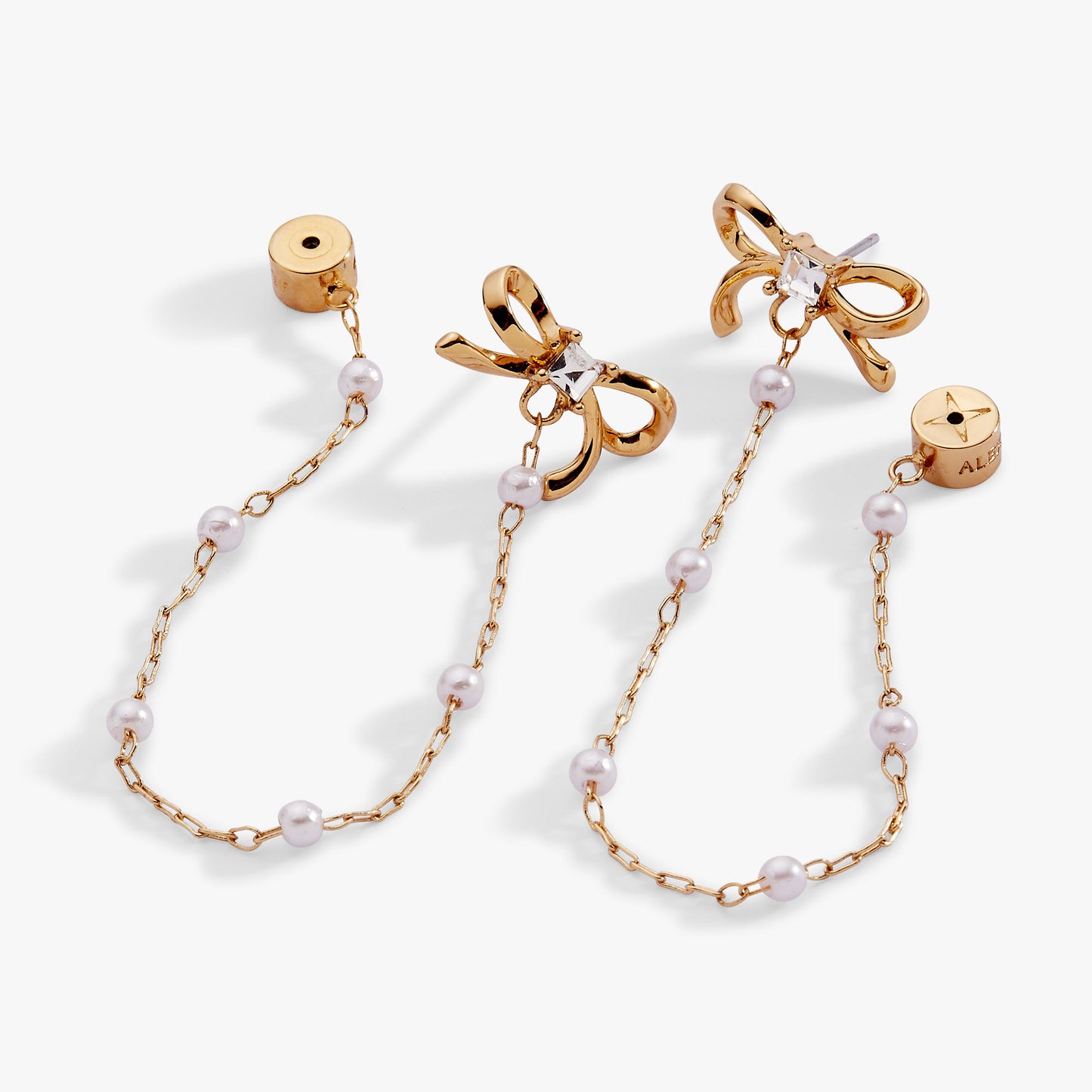 Bow Pearl Coquette Front to Back Chain Earrings
