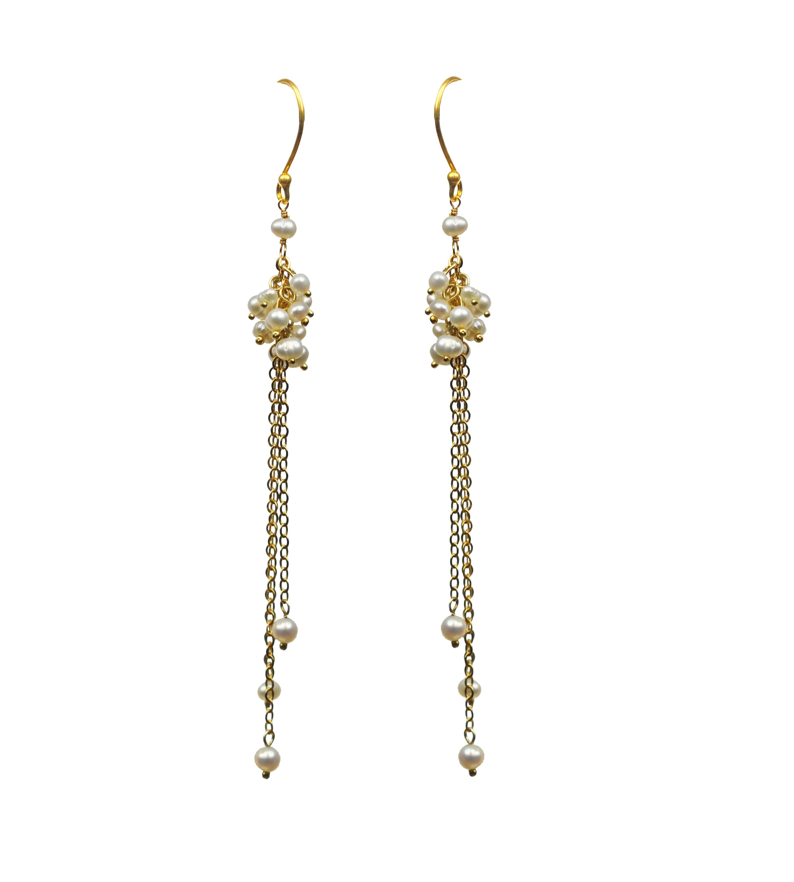 Pearl Cluster Vermeil Earrings