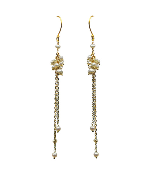 Pearl Cluster Vermeil Earrings
