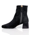 Arina Dress Ankle Bootie with a Block Heel in Black Suede