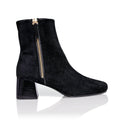 Arina Dress Ankle Bootie with a Block Heel in Black Suede