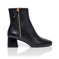 Arina Dress Ankle Bootie with a Block Heel in Black Leather