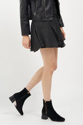 Arina Dress Ankle Bootie with a Block Heel in Black Suede