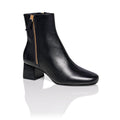 Arina Dress Ankle Bootie with a Block Heel in Black Leather