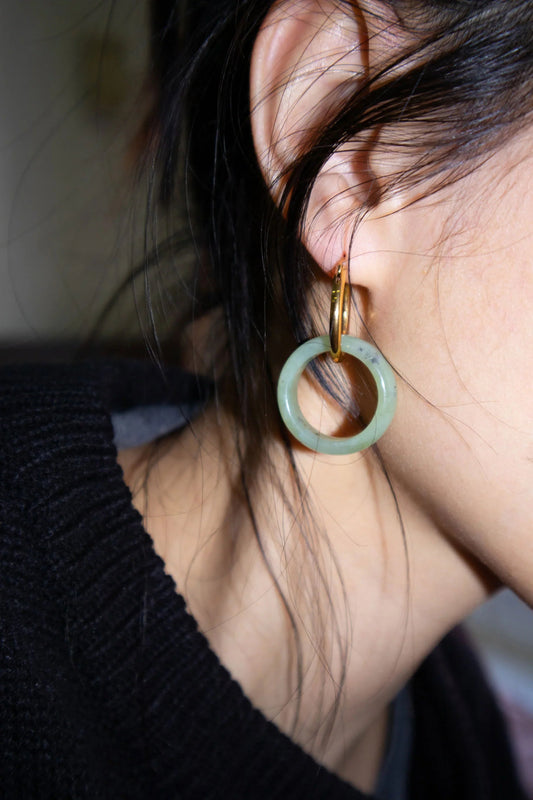 Amelie Skinny — Jade Stone Hoop Earrings