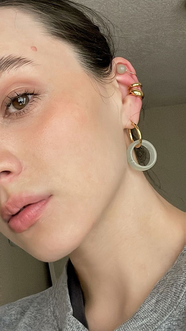 Amelie Skinny — Jade Stone Hoop Earrings