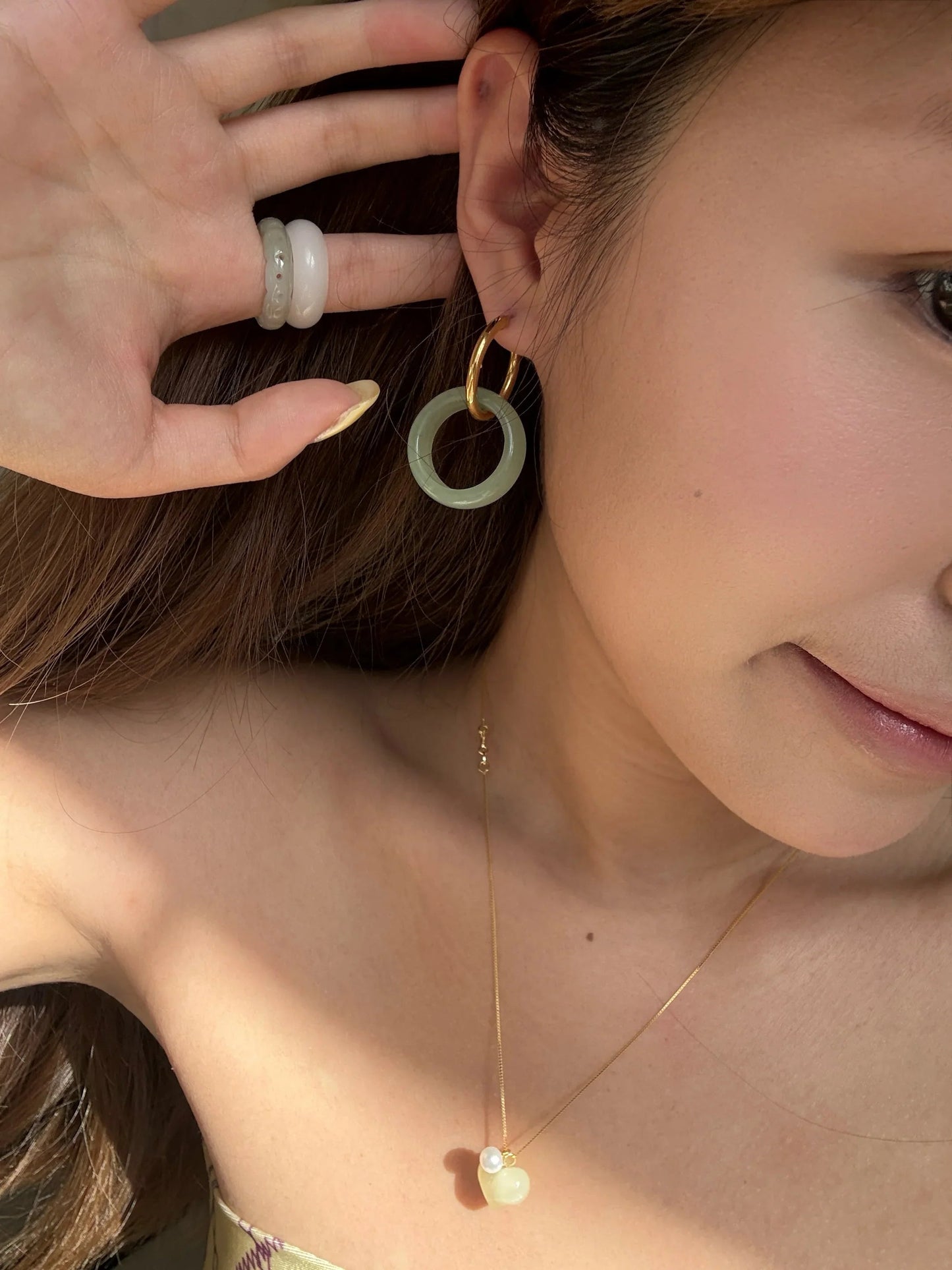 Amelie Skinny — Jade Stone Hoop Earrings