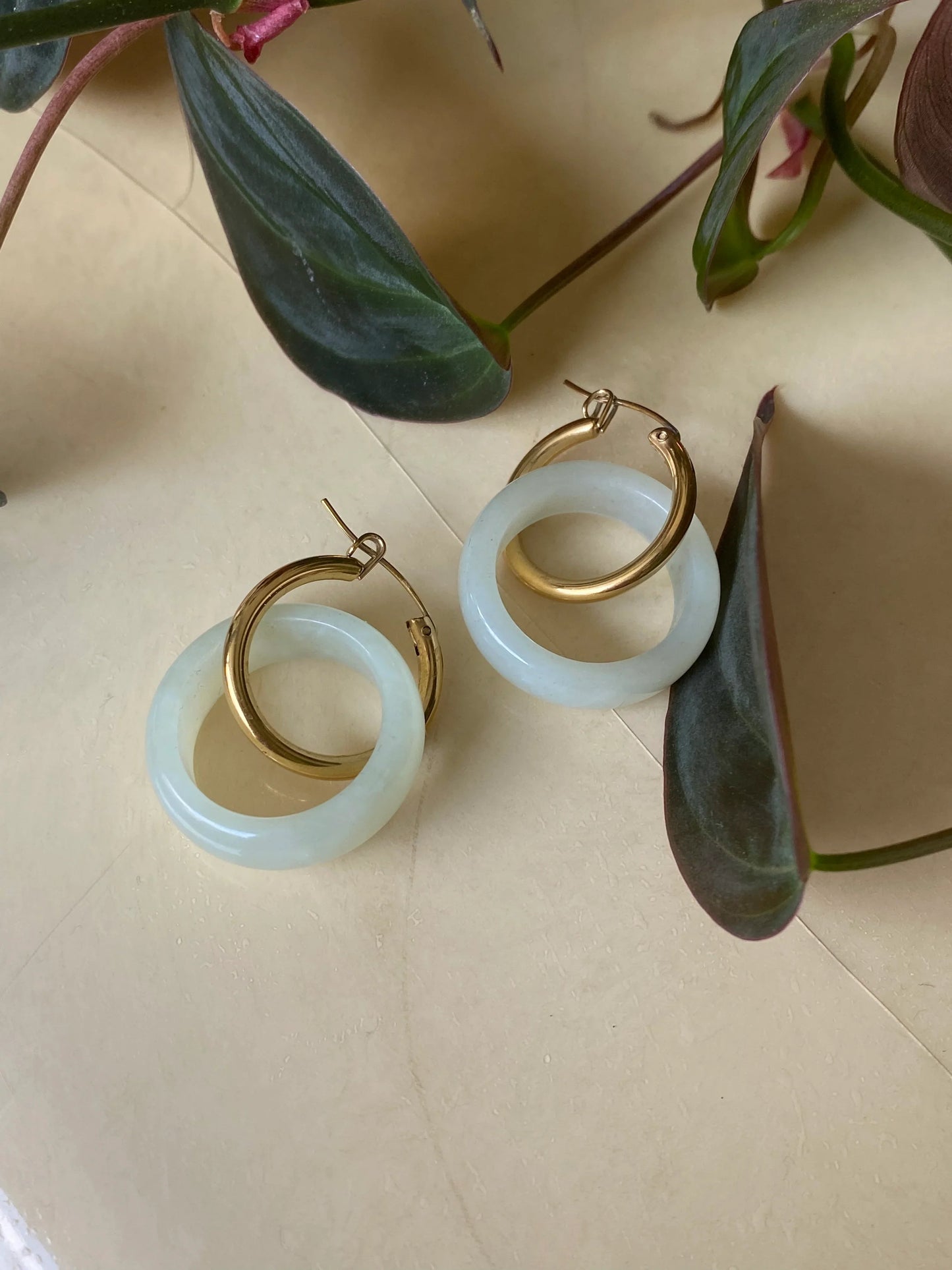 Amelie Skinny — Jade Stone Hoop Earrings