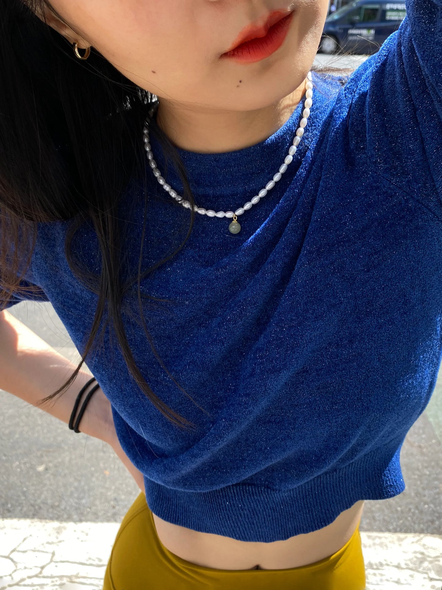 Belle — Pearl and Green Jade Choker
