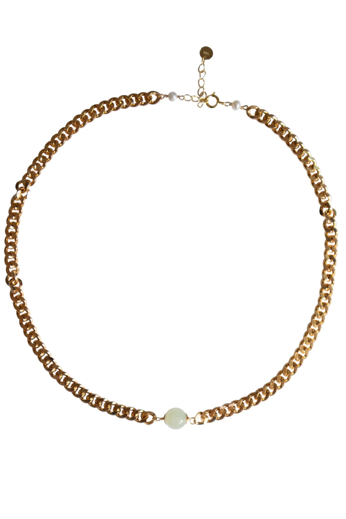 Charlotte — Green Jade Gold Chain Necklace