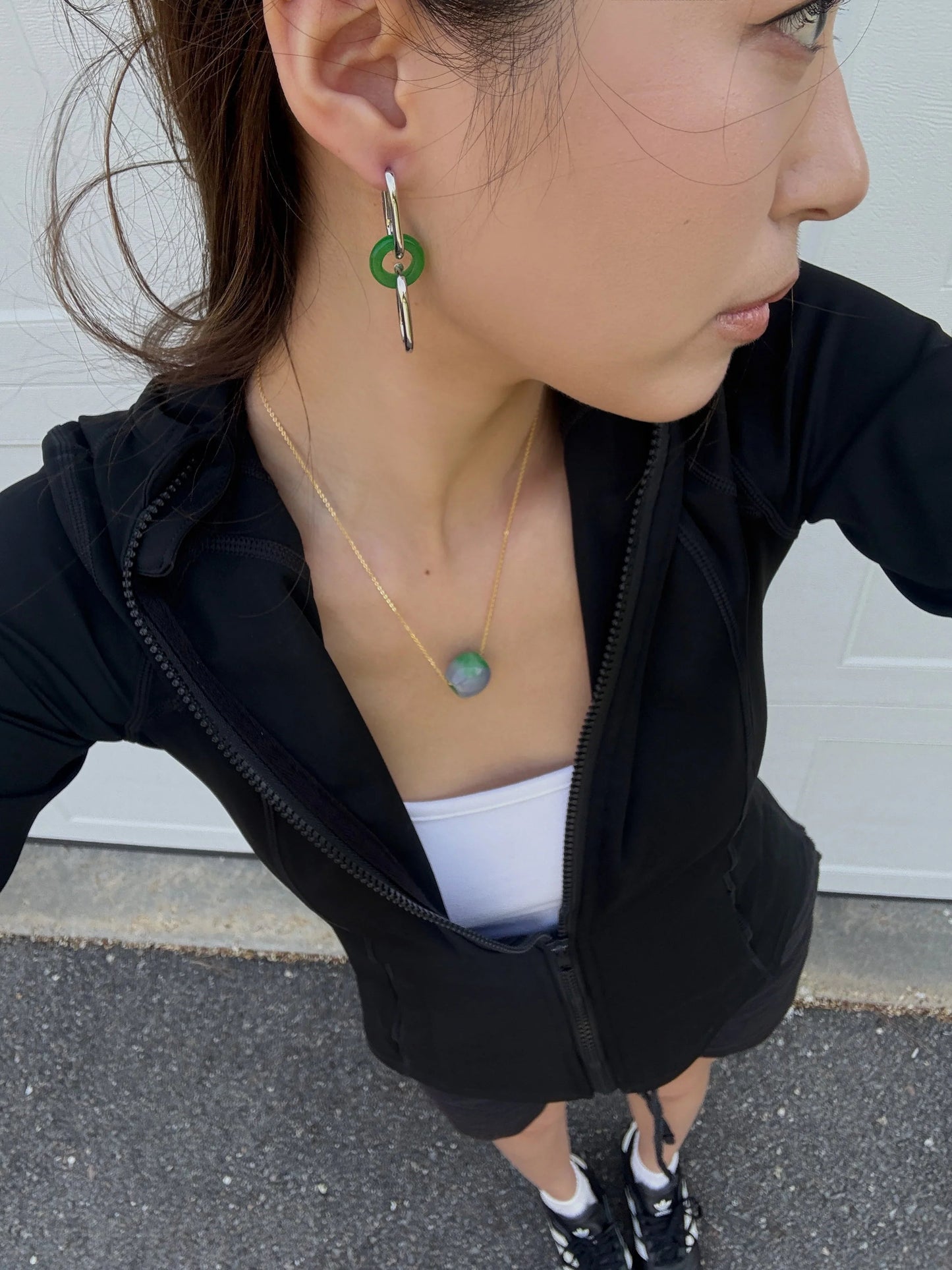 Della — Convertible Link Jade Earrings