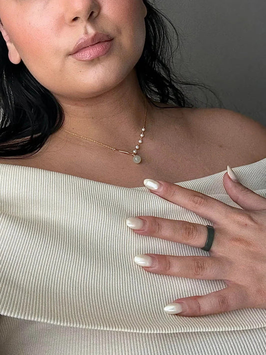 Isla — Green Jade and Freshwater Pearl Necklace