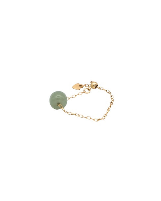 Zodiac collection | Libra — Skinny gold chain jade ring
