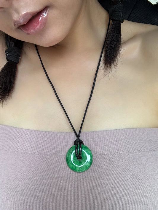 Medallion — Green Jade Cord Necklace