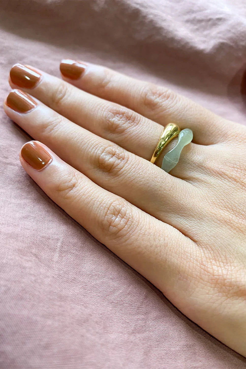 Mermaid — Off-White Skinny Jade Ring