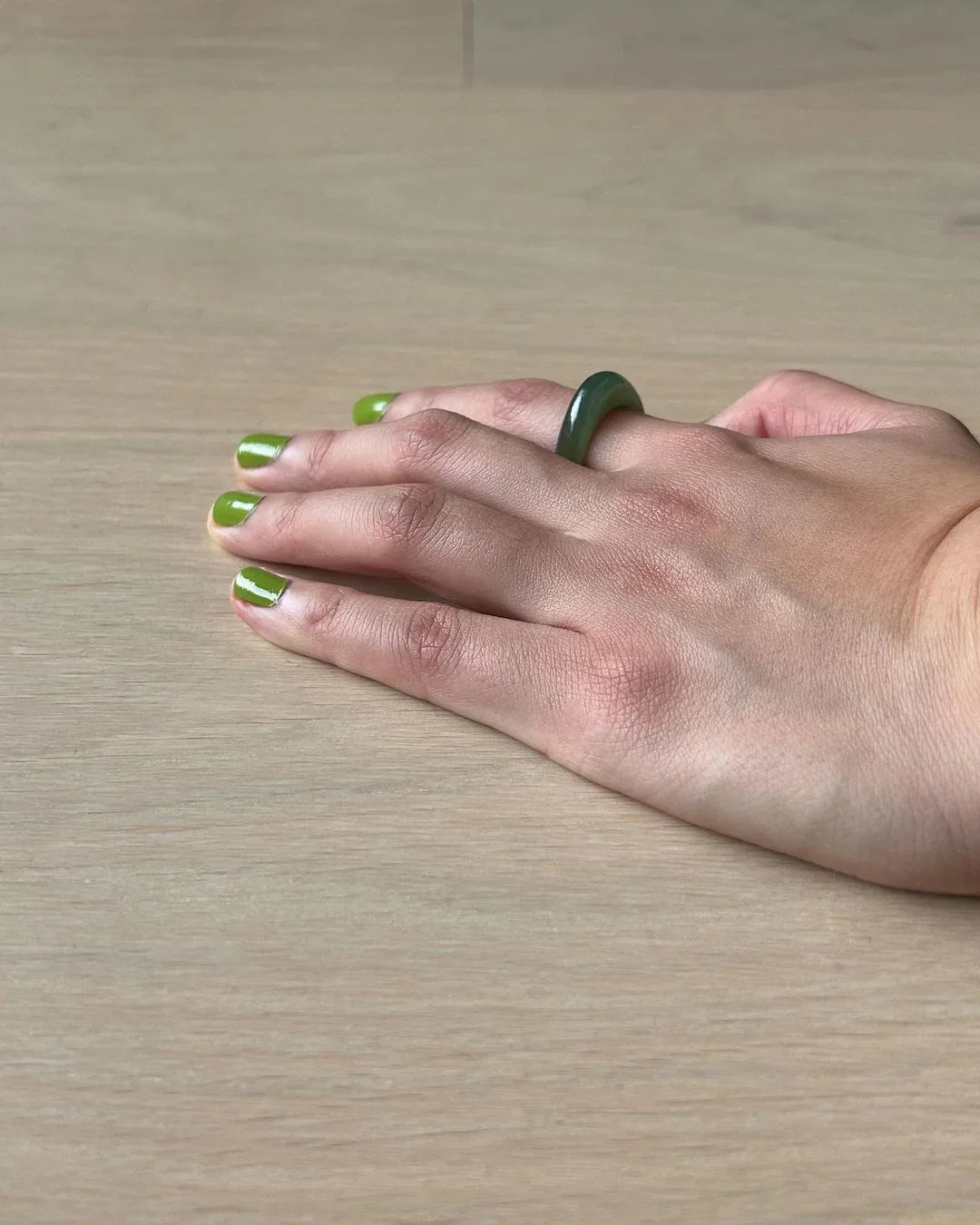 Pyra — Teardrop Green Jade Ring
