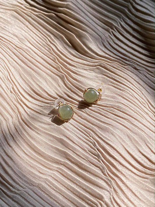 Sydney — Green Jade Bead Stud Earrings