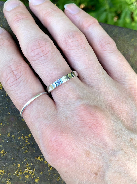 Moon Phase Band Ring in Sterling Silver