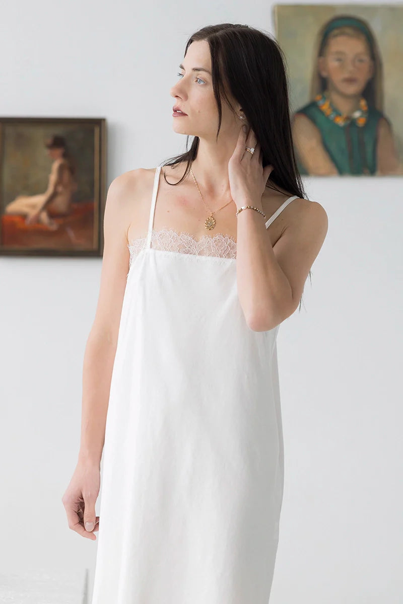 Sofia Eyelash Lace Chemise – Pima Cotton