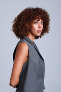 Broadway Sophia Longline Virgin Wool Waistcoat in Mid Grey